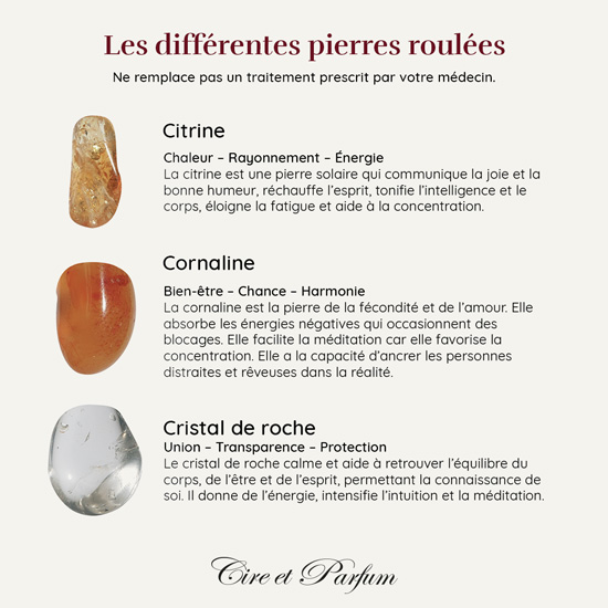 Bougie Galet explications des pierres