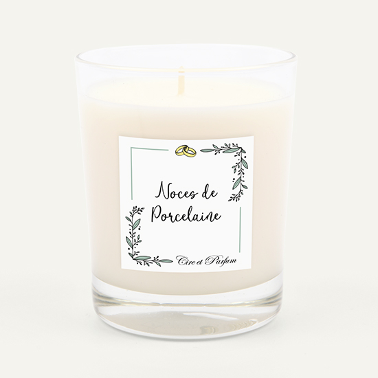 Bougie noces de porcelaine - 20 ans de mariage