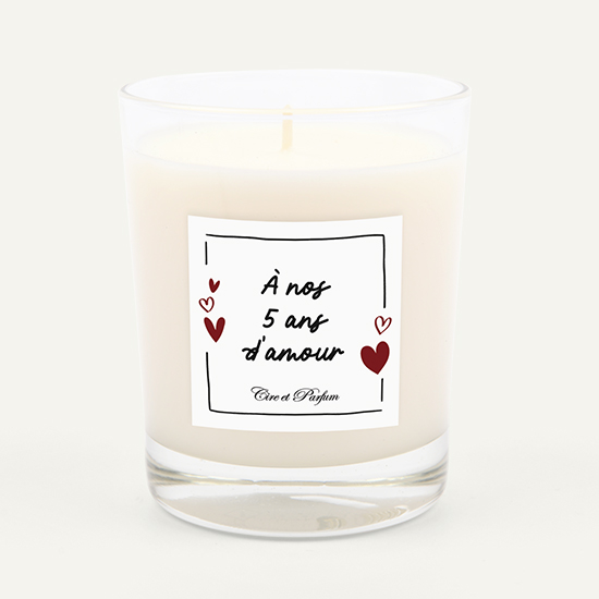 Bougie anniversaire de couple 5 ans - Cire et Parfum
