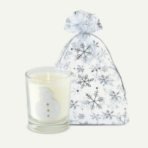 Bougie de Noël motif bonhomme de neige