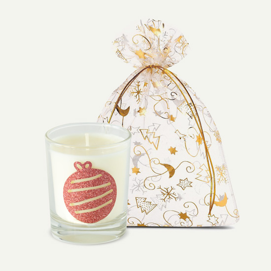 Bougie de Noël motif boule de Noël