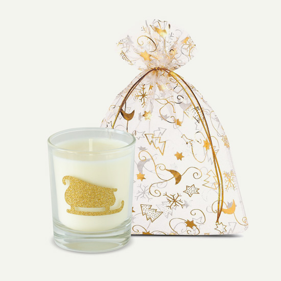 Bougie de Noël motif traineau